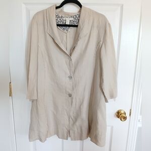 St. Tropez West 100% Linen jacket XL 3/4 Length Sleeve Coastal Casual Career
